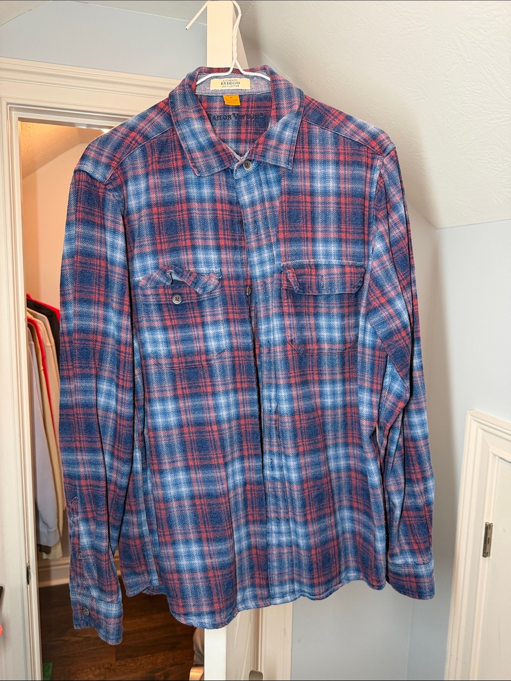 Tailor Vintage Blue and Red Plaid Button-Down Shirt
